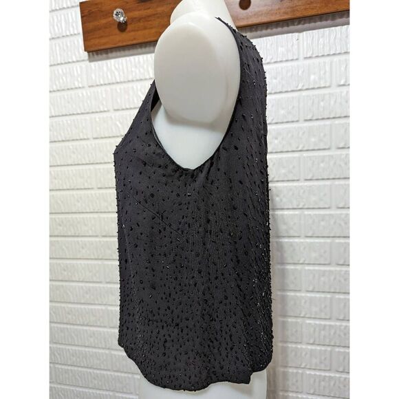 The Works by Saks Fifth Ave Women's Black Silk Beaded Shell Blouse Size S - Picture 6 of 6